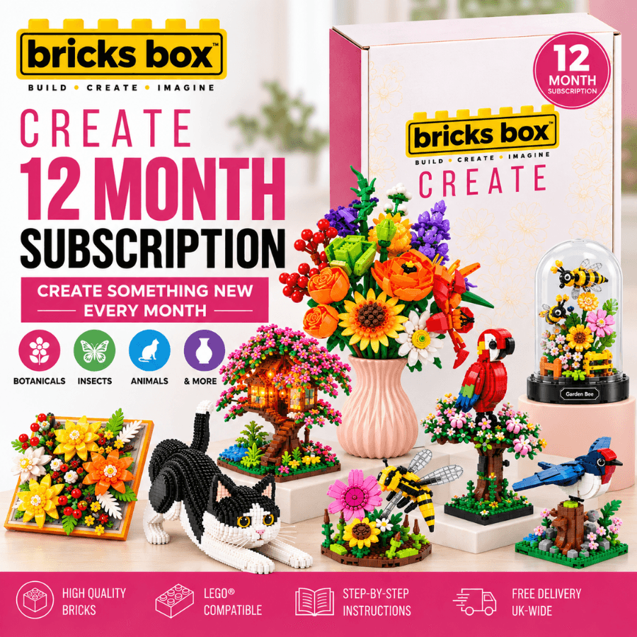 Bricks Box Create 12 Month Subscription with 12 creative brick building projects